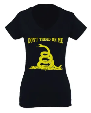 American Don't Tread ON ME Military Combat Logo Seal United State America For Women V neck fitted T Shirt