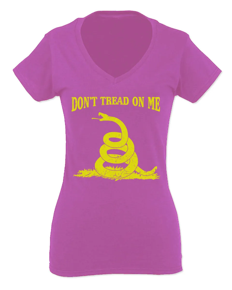 American Don't Tread ON ME Military Combat Logo Seal United State America For Women V neck fitted T Shirt
