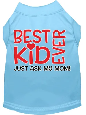 Ask My Parents Screen Print Dog Shirt Baby Blue Xl