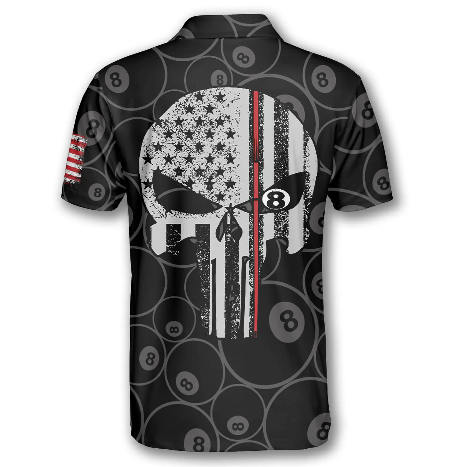 Billiards Pool Flame 8 Ball USA Flag Custom Billiard Shirts for Men