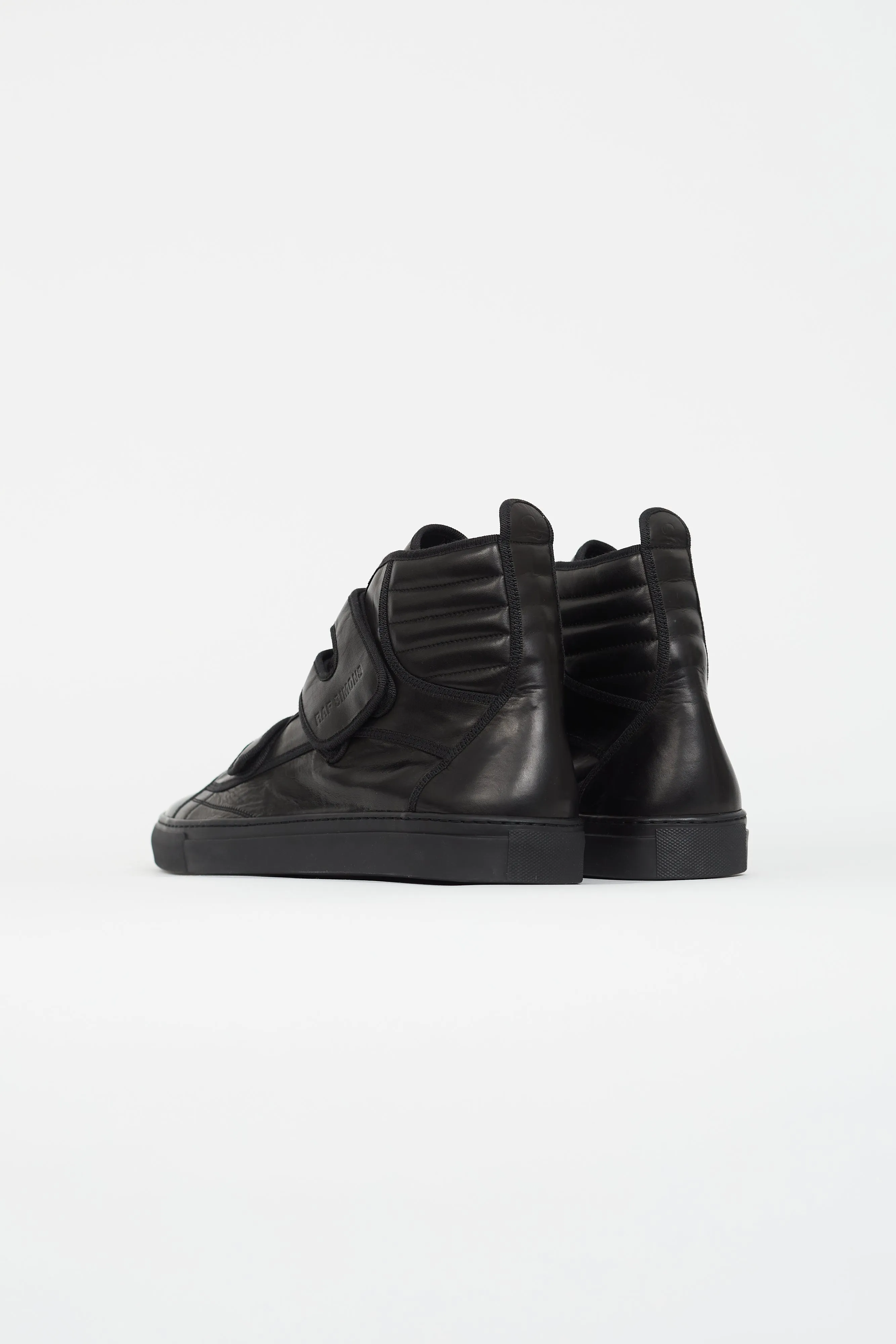 Black Leather Vecro High-Top Sneaker