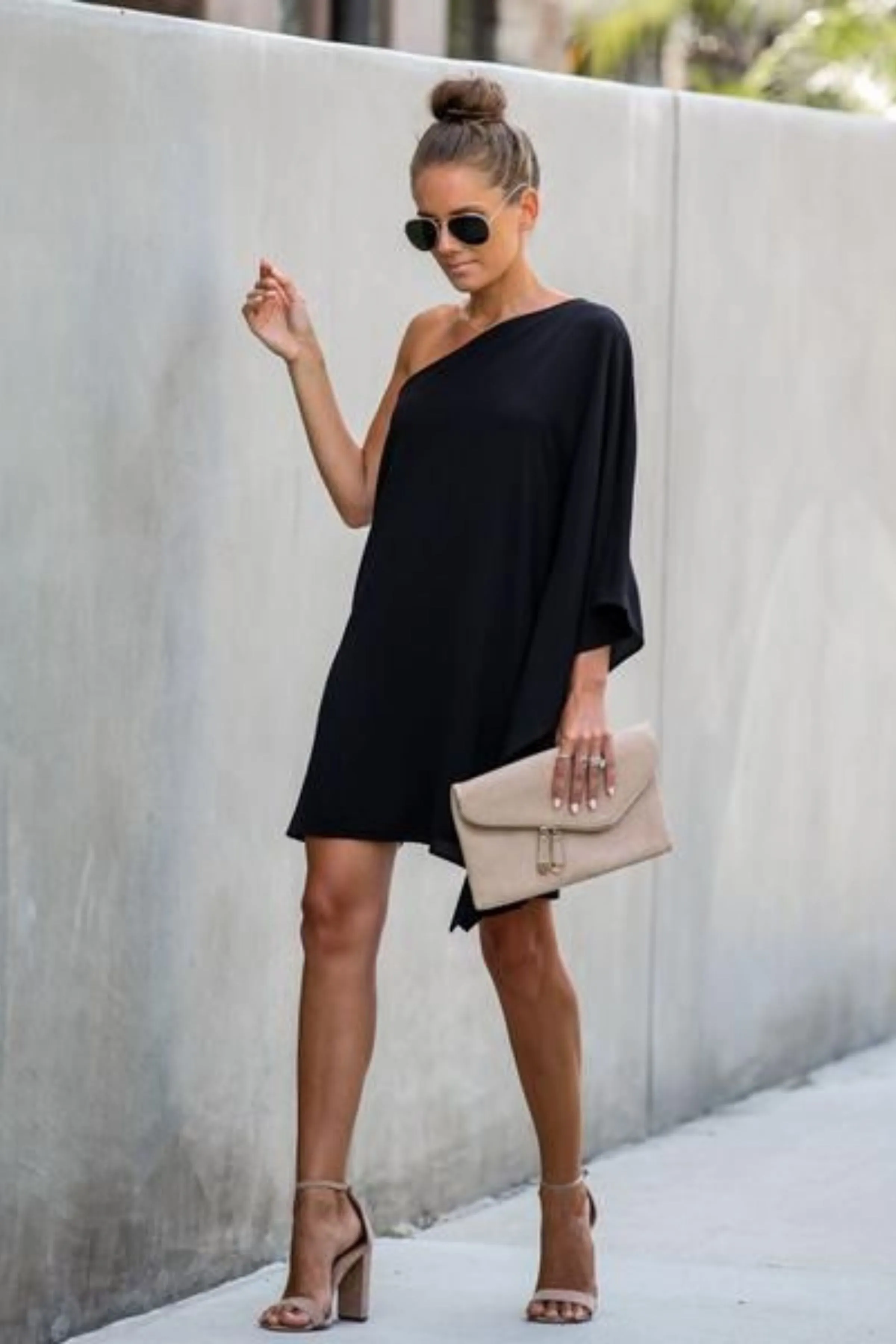 BLACK ONE SHOULDER DRESS