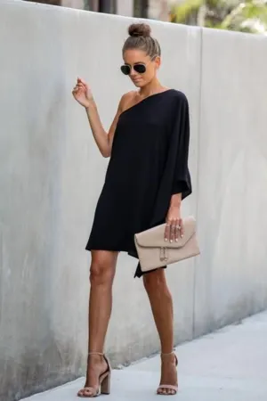 BLACK ONE SHOULDER DRESS