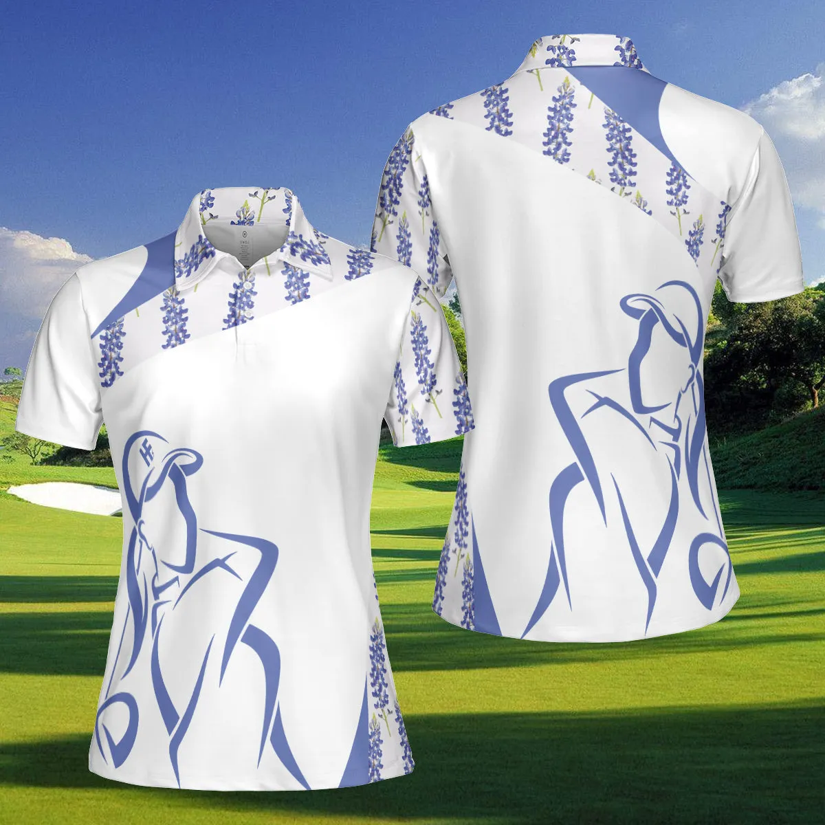 Bluebonnet Women Golfer Short Sleeve Women Polo Shirt, Unique Female Golf Gift