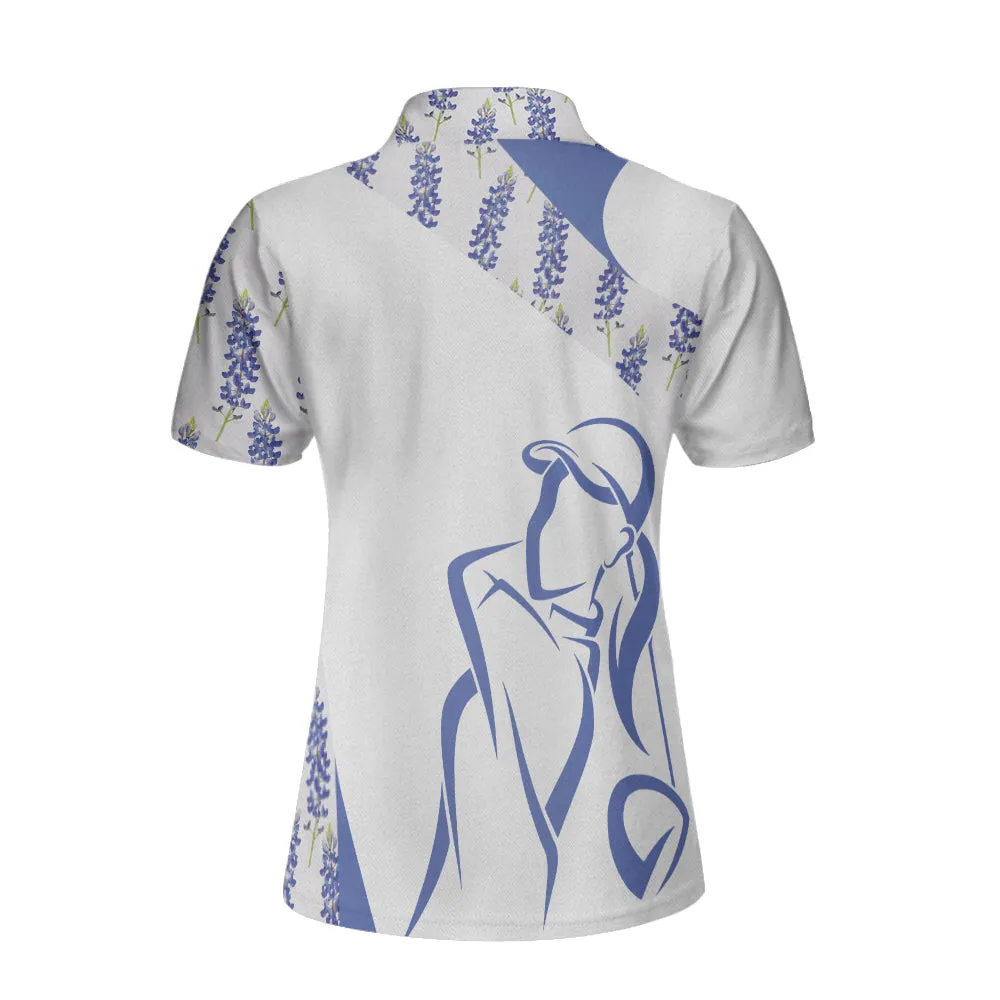 Bluebonnet Women Golfer Short Sleeve Women Polo Shirt, Unique Female Golf Gift