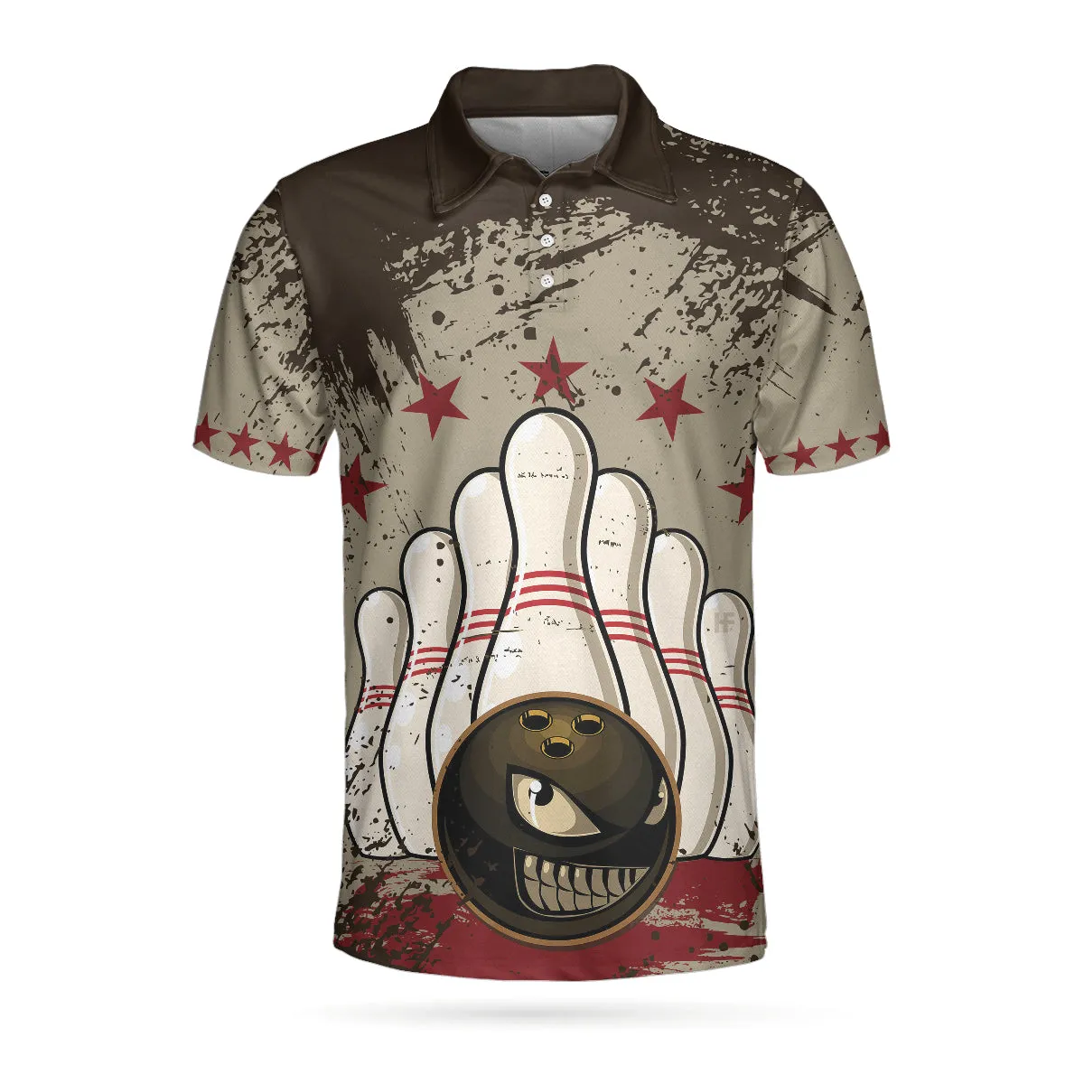 Bowling Ball Vintage Background Short Sleeve Polo Shirt, Crazy Polo Shirt, Best Bowling Shirt For Men Coolspod