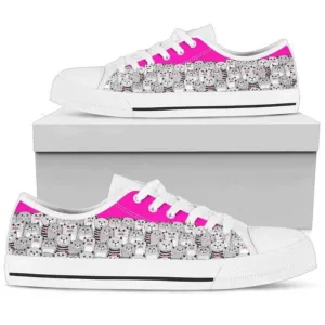 Cats Women Low Top Shoes - Comfortable Footwear, Cat Canvas Shoes