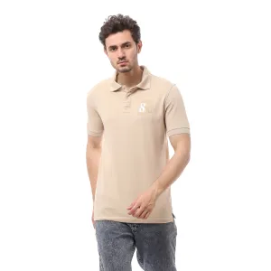Classic Cotton Polo T-Shirt For Men - Beige