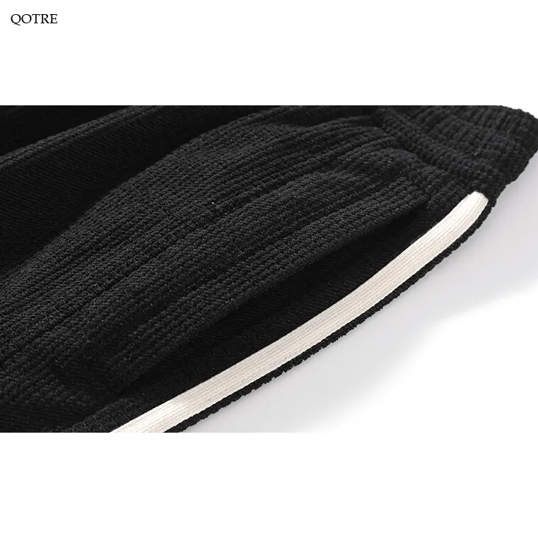 Corduroy Loose Fit Elasticity Elastic Waist Tapered Pants