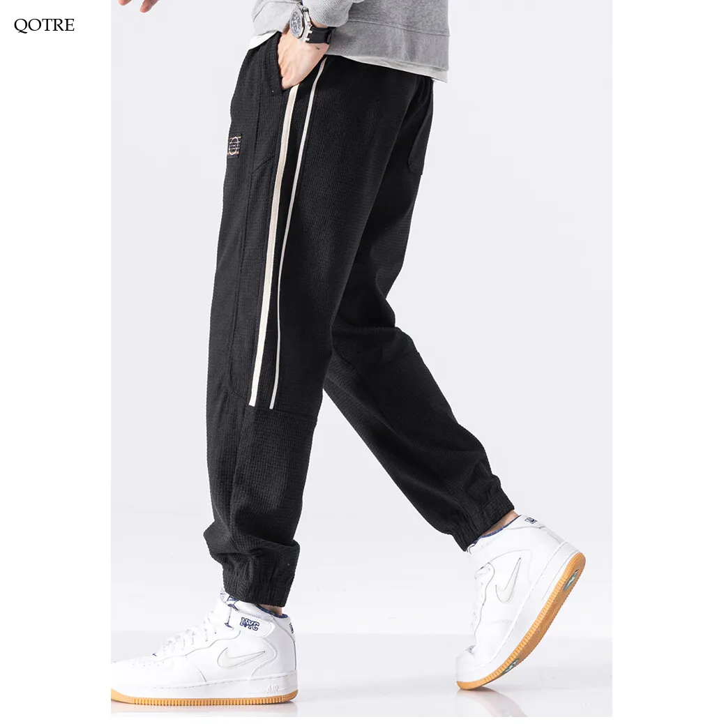Corduroy Loose Fit Elasticity Elastic Waist Tapered Pants