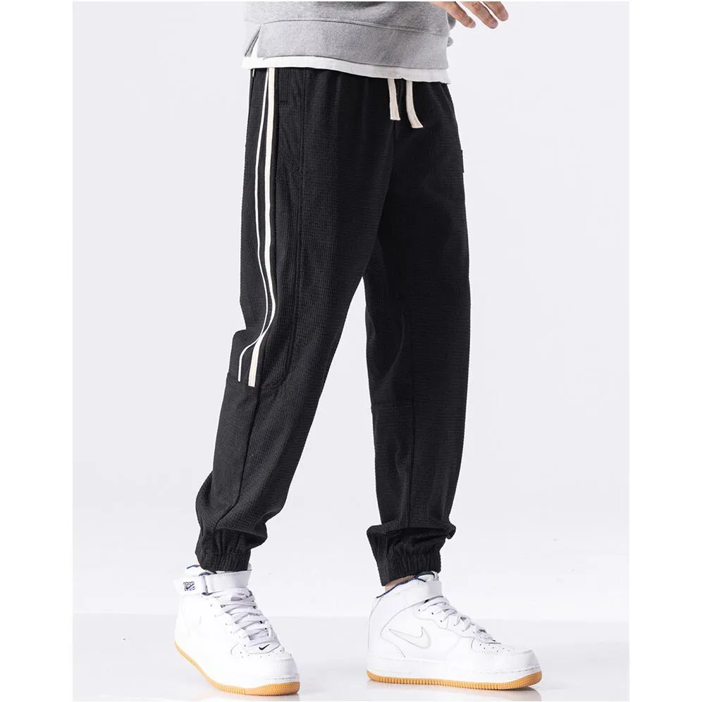 Corduroy Loose Fit Elasticity Elastic Waist Tapered Pants