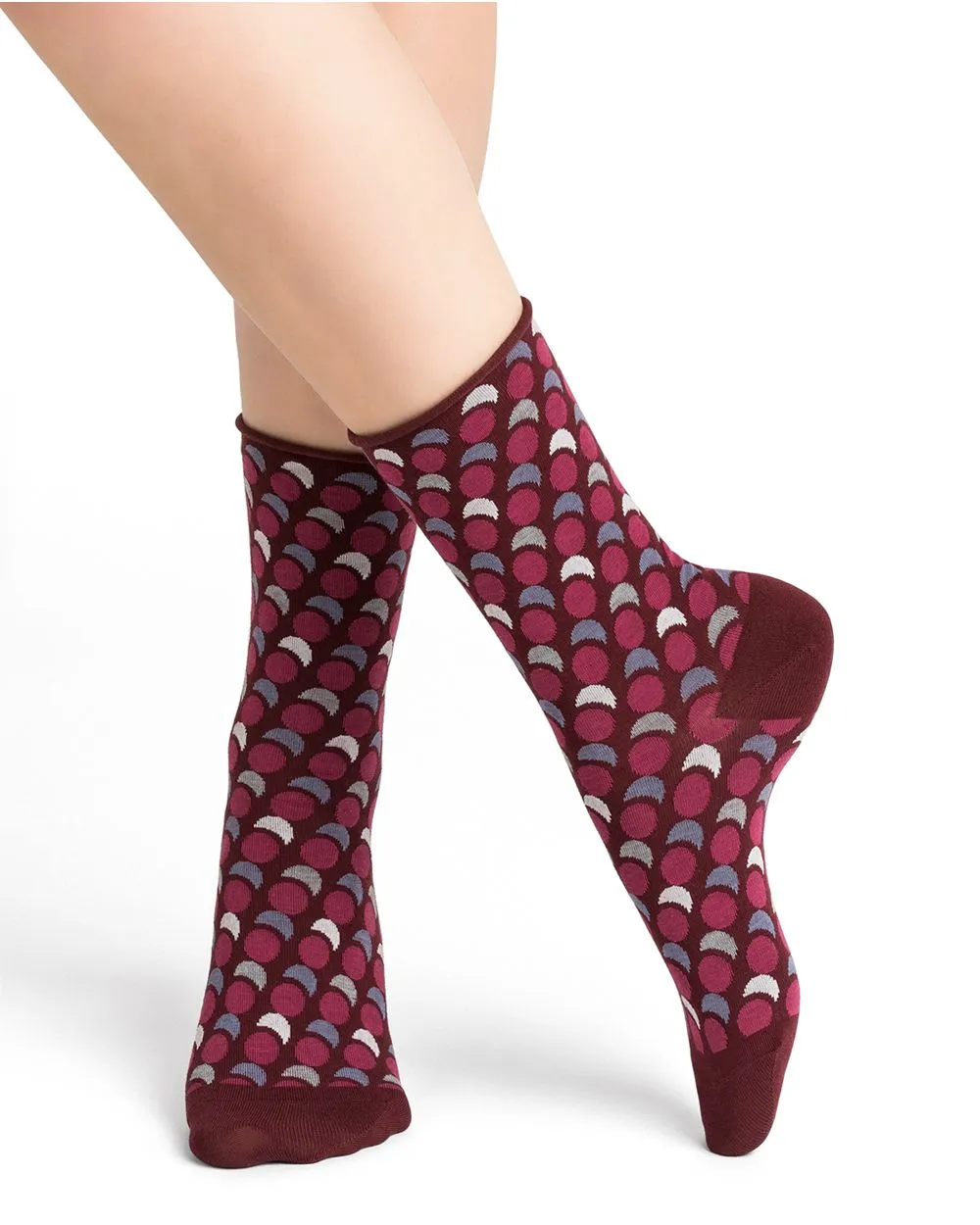 Cotton Optical Dots Socks Mid Chianti