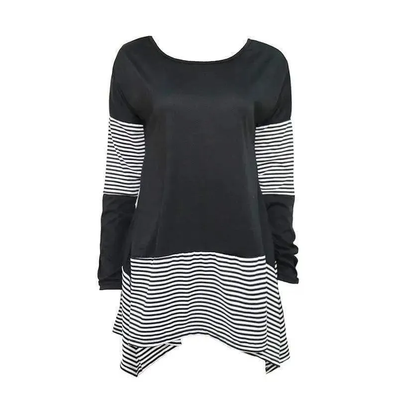 Cross-border Spring New Women's Clothing Hit Color Stripe