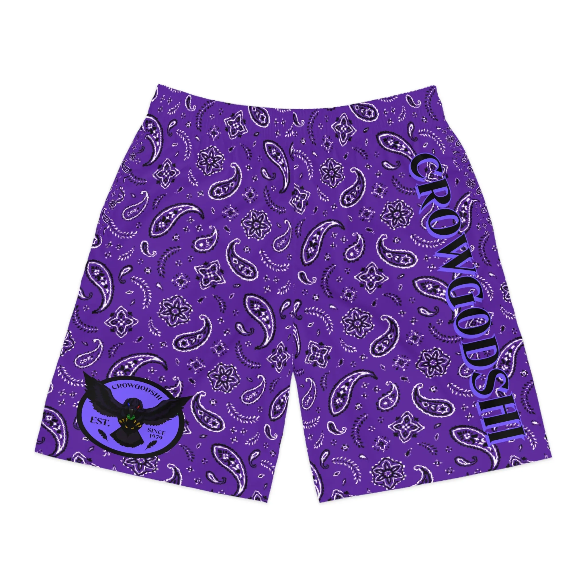 Crowgodshi Men's Purple Colors Hawaiian Shorts