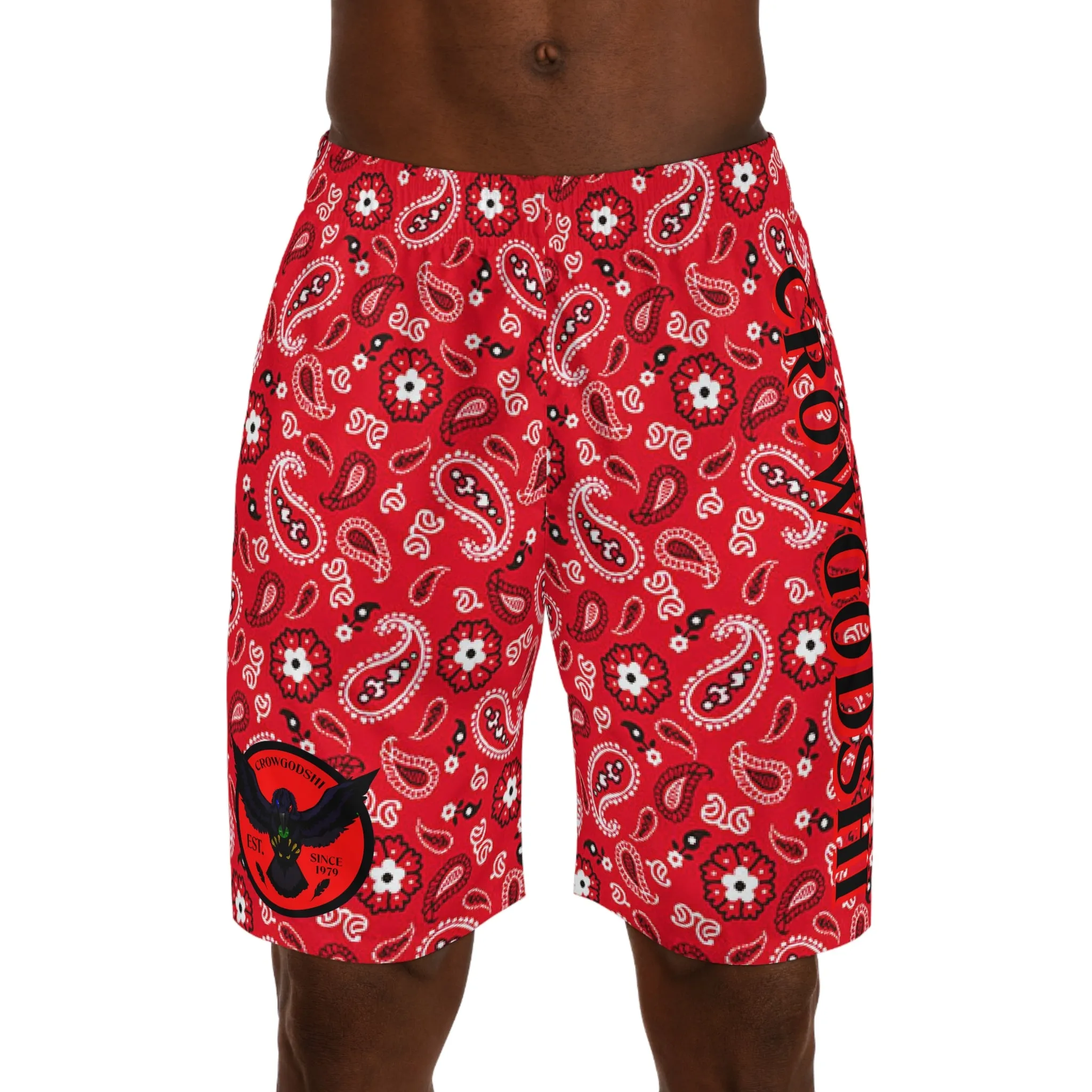 Crowgodshi Men's Red Colors Hawaiian Shorts