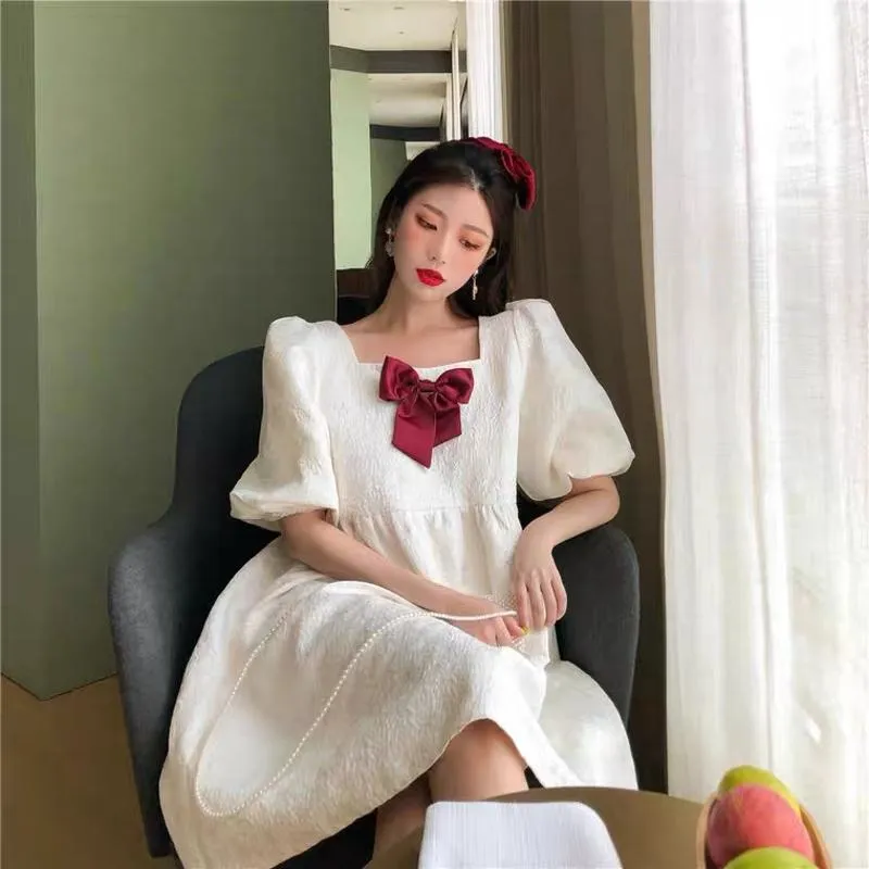 Cute Fairy Preppy Style Bow Tie Bubble Dress