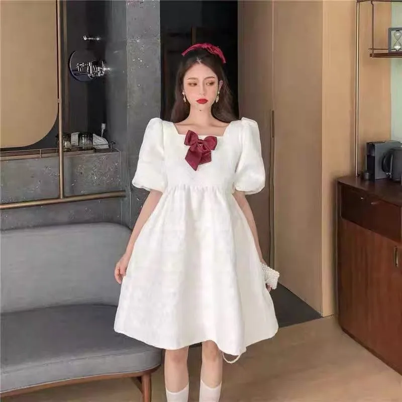 Cute Fairy Preppy Style Bow Tie Bubble Dress