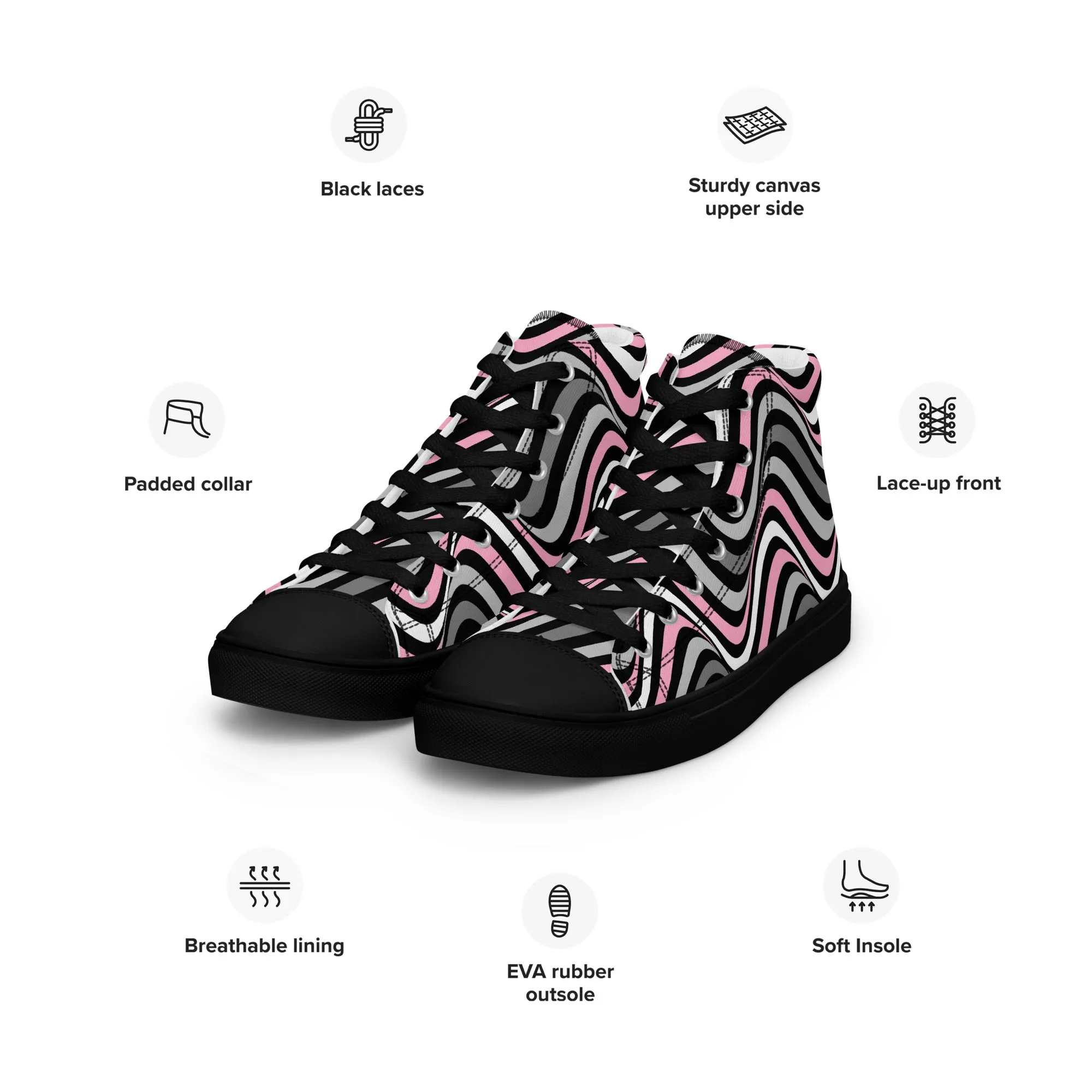 Demigirl Wavey Women’s High Top Canvas Athletic Shoes