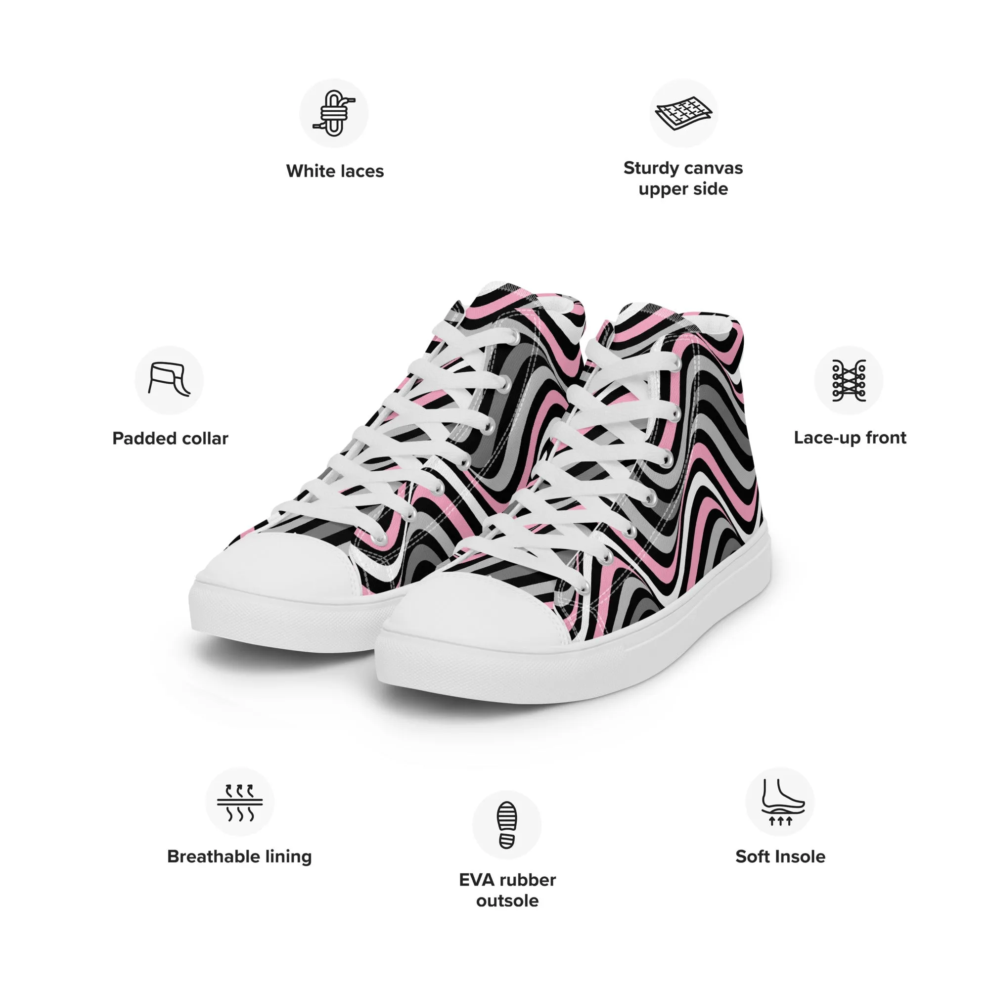 Demigirl Wavey Women’s High Top Canvas Athletic Shoes
