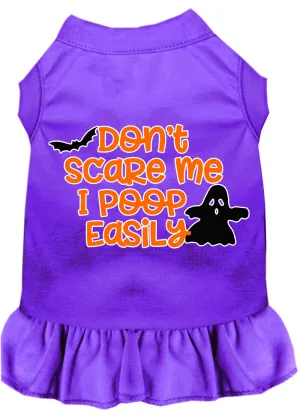 Don't Scare Me, Poops Easily Screen Print Dog Dress Purple Xl