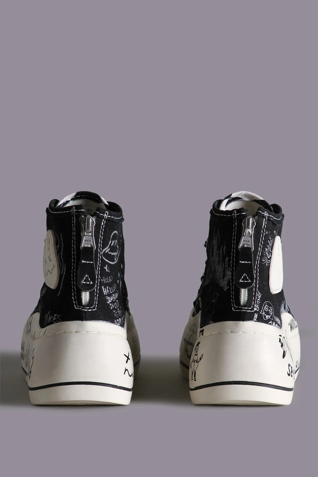 DOUBLE GROMMET KURT HIGH TOP SNEAKER - BLACK GRAFFITI CHECKER