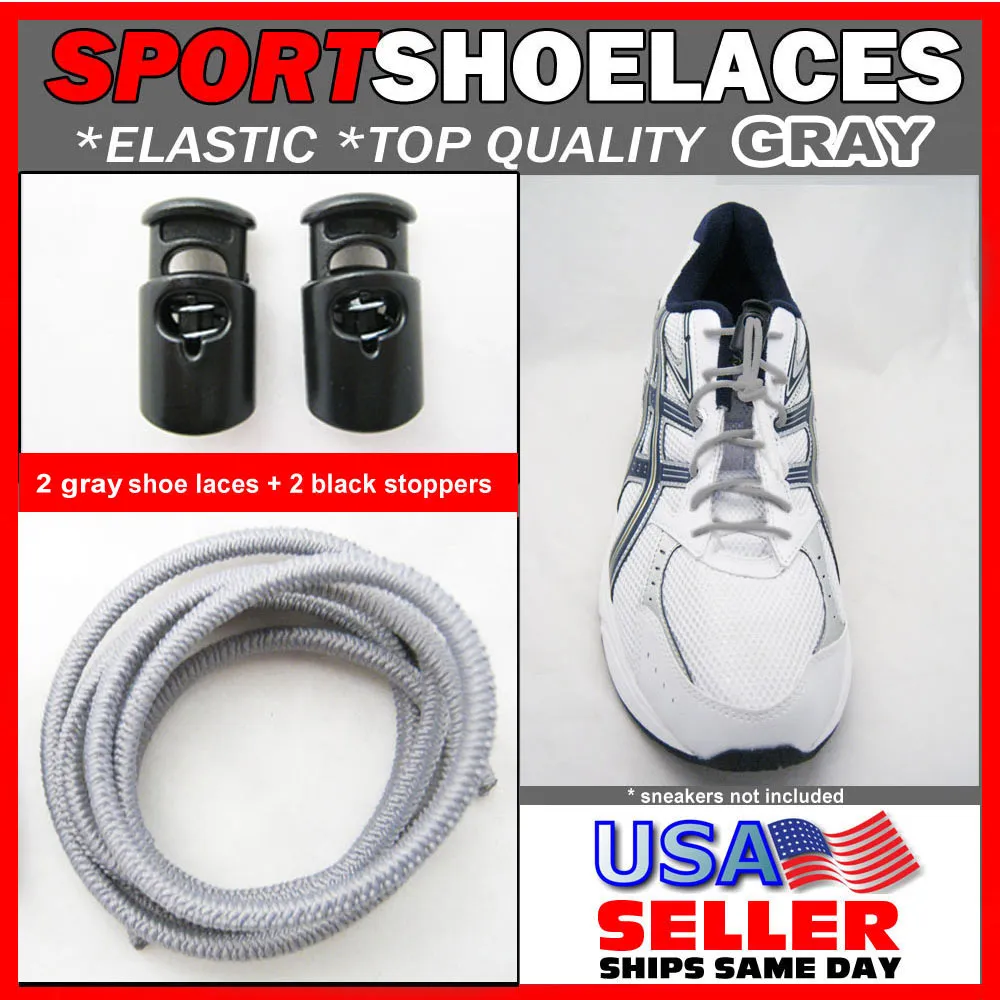 Elastic Shoe Laces Tie Fast Triathlon Marathon Running Run Shoelaces Relief Gray