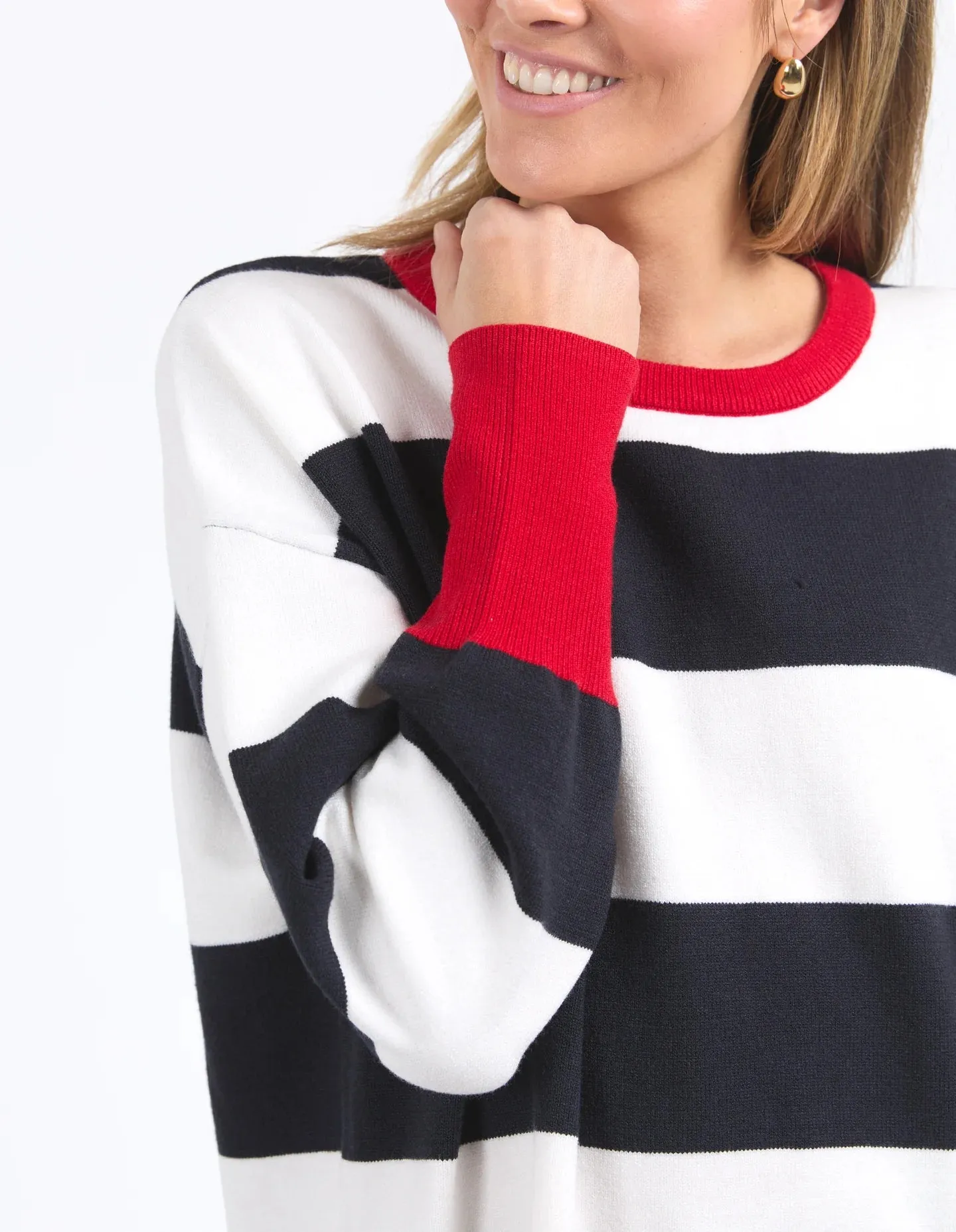 Elvie Stripe Knit - Navy/ White/ Poppy