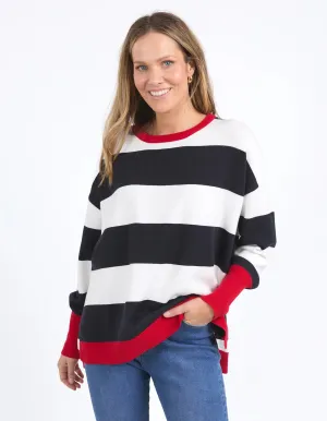 Elvie Stripe Knit - Navy/ White/ Poppy