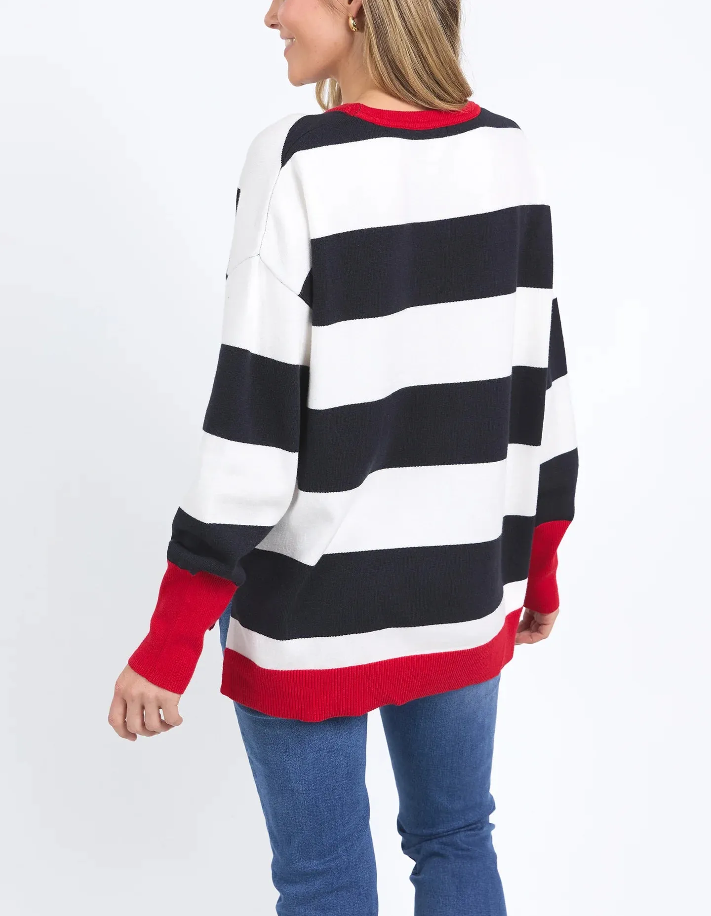 Elvie Stripe Knit - Navy/ White/ Poppy