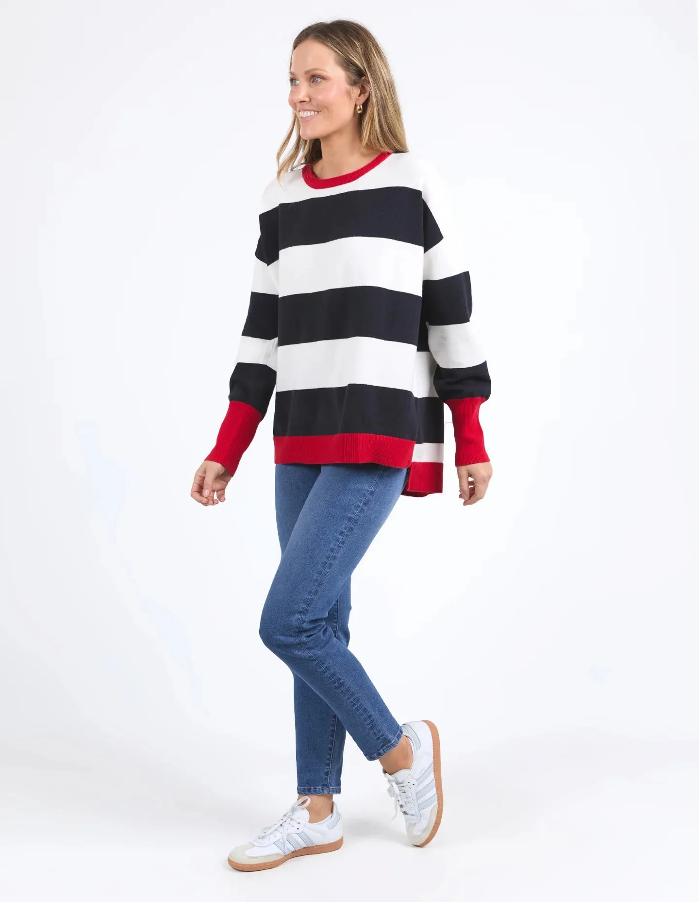 Elvie Stripe Knit - Navy/ White/ Poppy