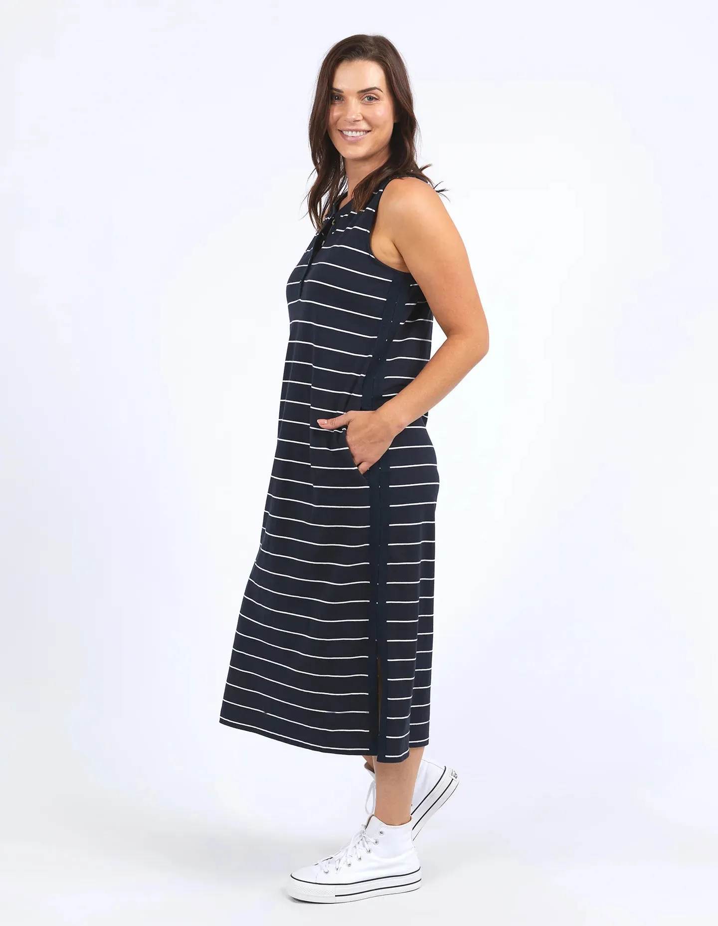 Elyssian Dress - Navy / White Stripe