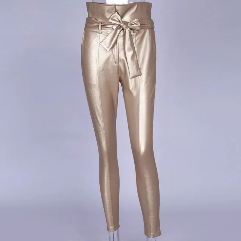Fashion High Waist Skinny PU Leather Pants