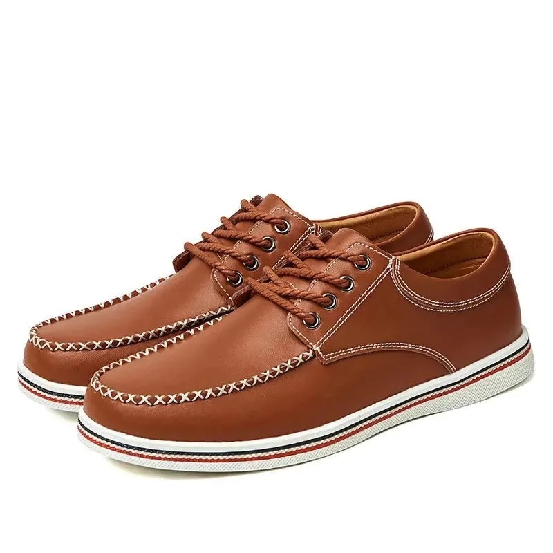 Fashion Men's Casual Shoes Split Leather Men Shoes Hand-Sewn High Quality Basic Working Shoes Big Plus Size 46 47