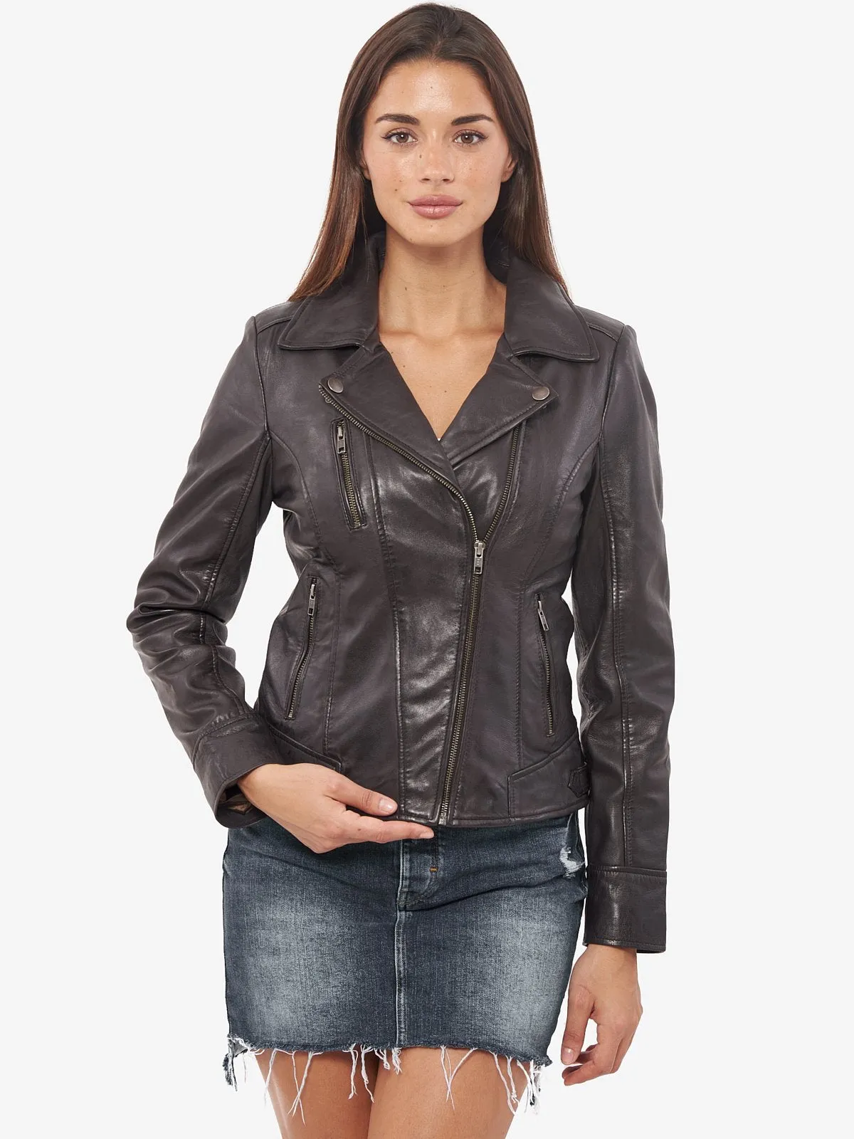Fashionable Black Biker HARIOX F-L 43 Leather Jacket