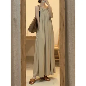 French Style Artistic Cinched Waist Sleeveless Dress