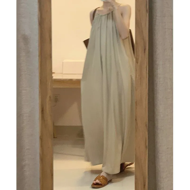 French Style Artistic Cinched Waist Sleeveless Dress
