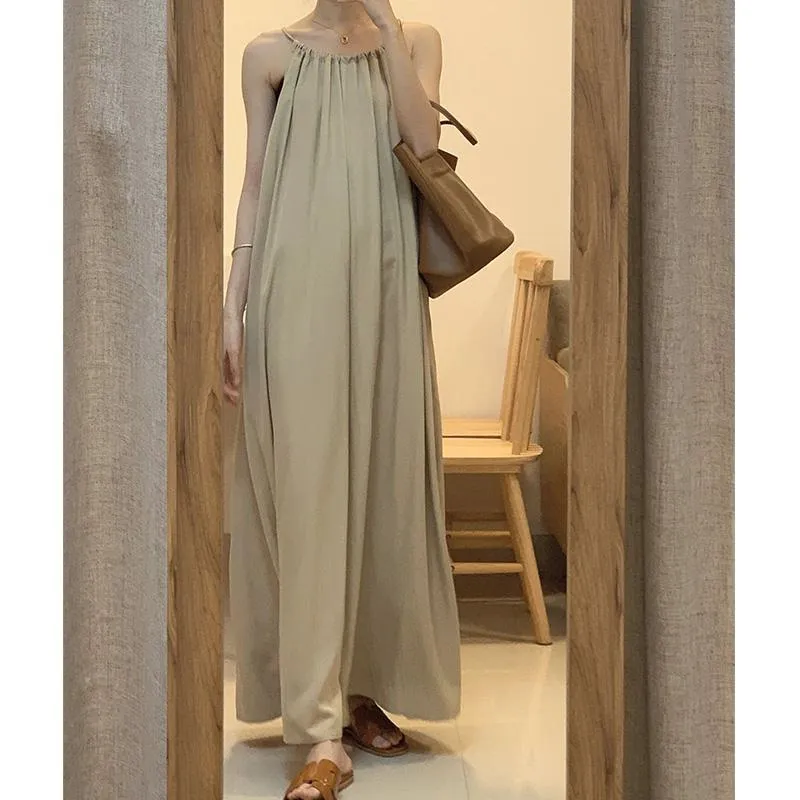 French Style Artistic Cinched Waist Sleeveless Dress