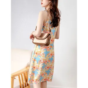 Gentle Slimming Floral Print Versatile Slim-Fit Dress