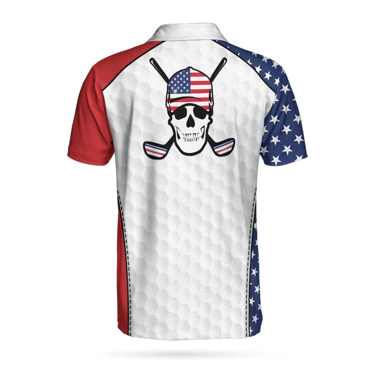 Golf Skull Wear Hat Short Sleeve Usa Golf Polo Shirt, American Flag Polo Shirt, Patriotic Golf Shirt For Men Coolspod
