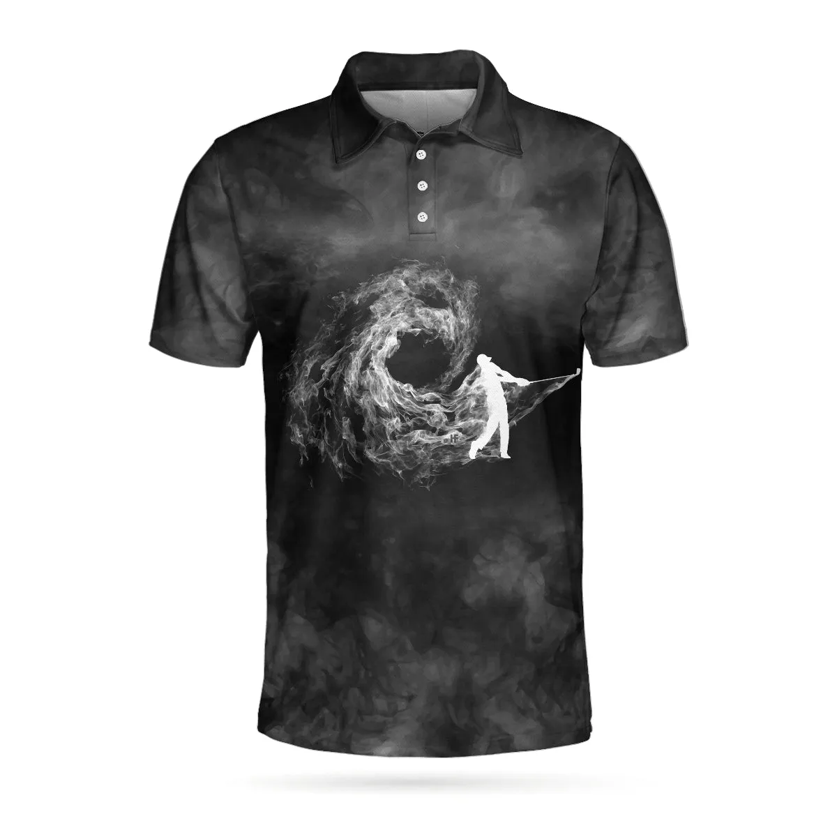 Golfer On Smoke Background Polo Shirt, Black Smoke Golfing Polo Shirt, Best Golf Shirt For Men Coolspod