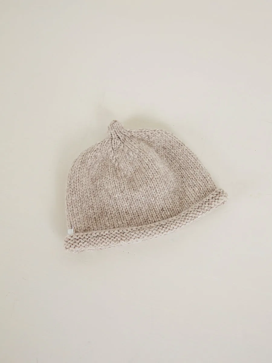Hand Knitted Classic Cardigan & Beanie Set | Oatmeal 3-6 Months