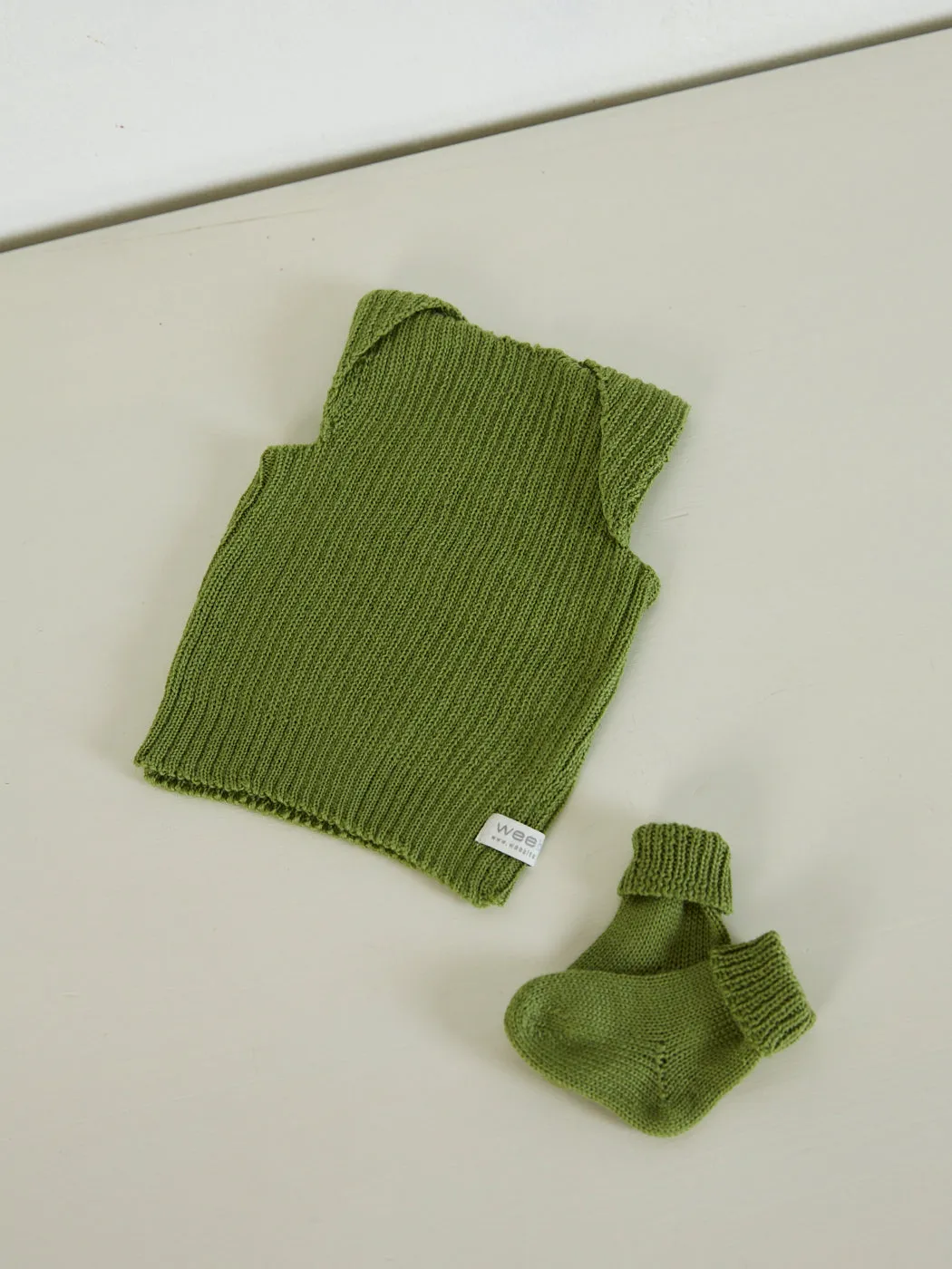 Hand Knitted Singlet Vest - Moss
