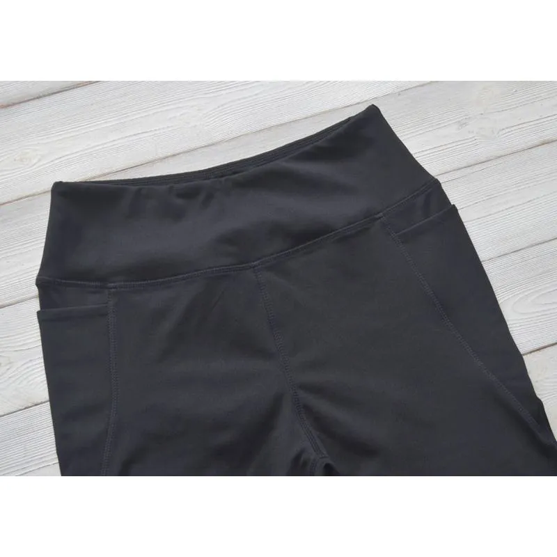 High-Waisted Yoga Solid Color Mesh Tight-Fitting Sports Fitness Running Patchwork Side Sports Leggings
