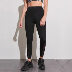 High-Waisted Yoga Tight-Fitting Fitness Pocket Running Mesh Sports Leggings