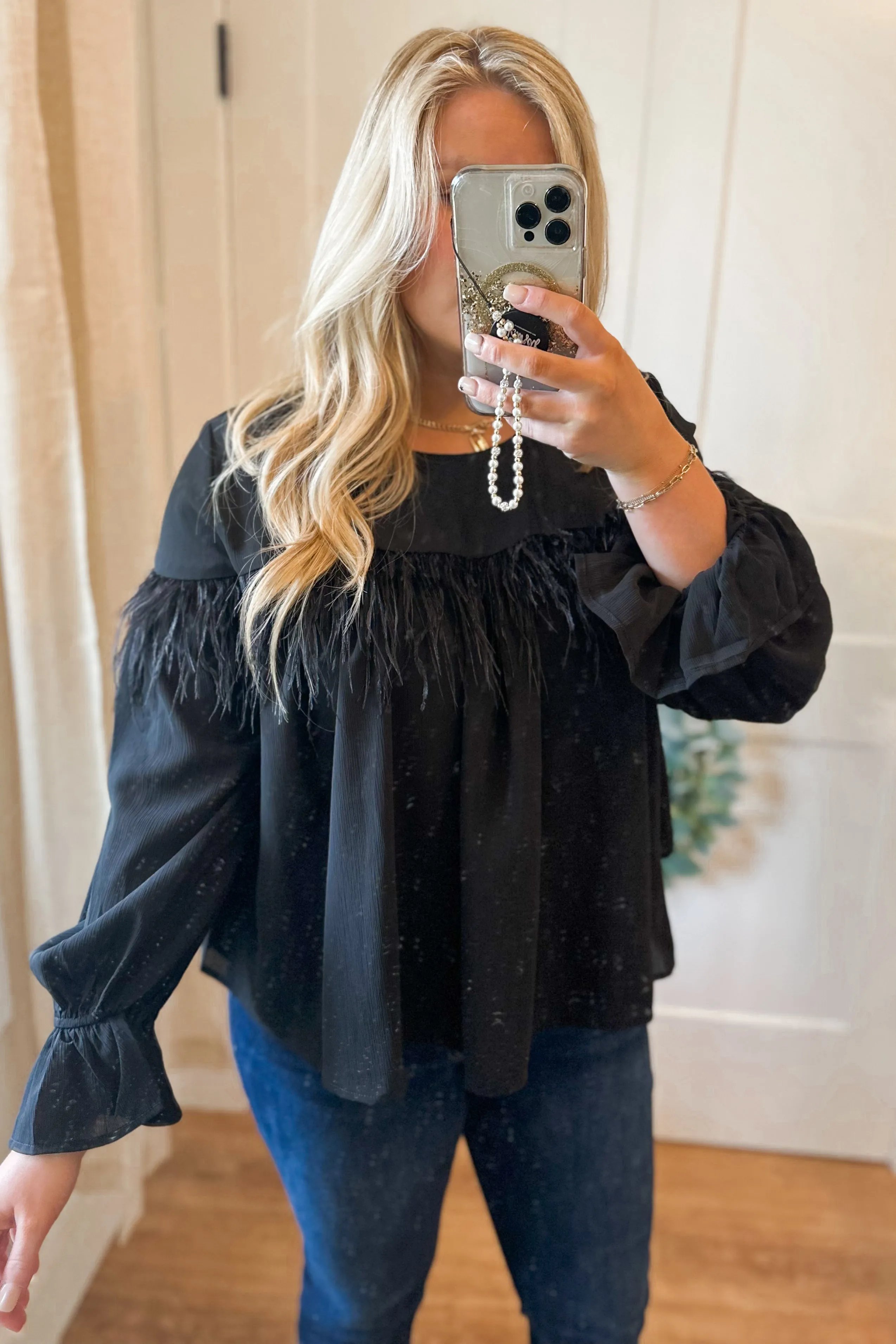 Jameson Feather Detail Long Sleeve Top *FINAL SALE*