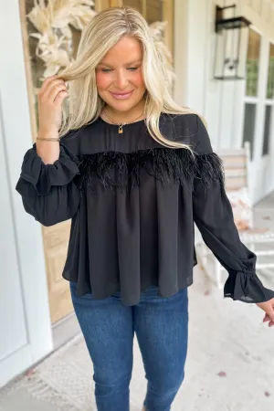 Jameson Feather Detail Long Sleeve Top *FINAL SALE*