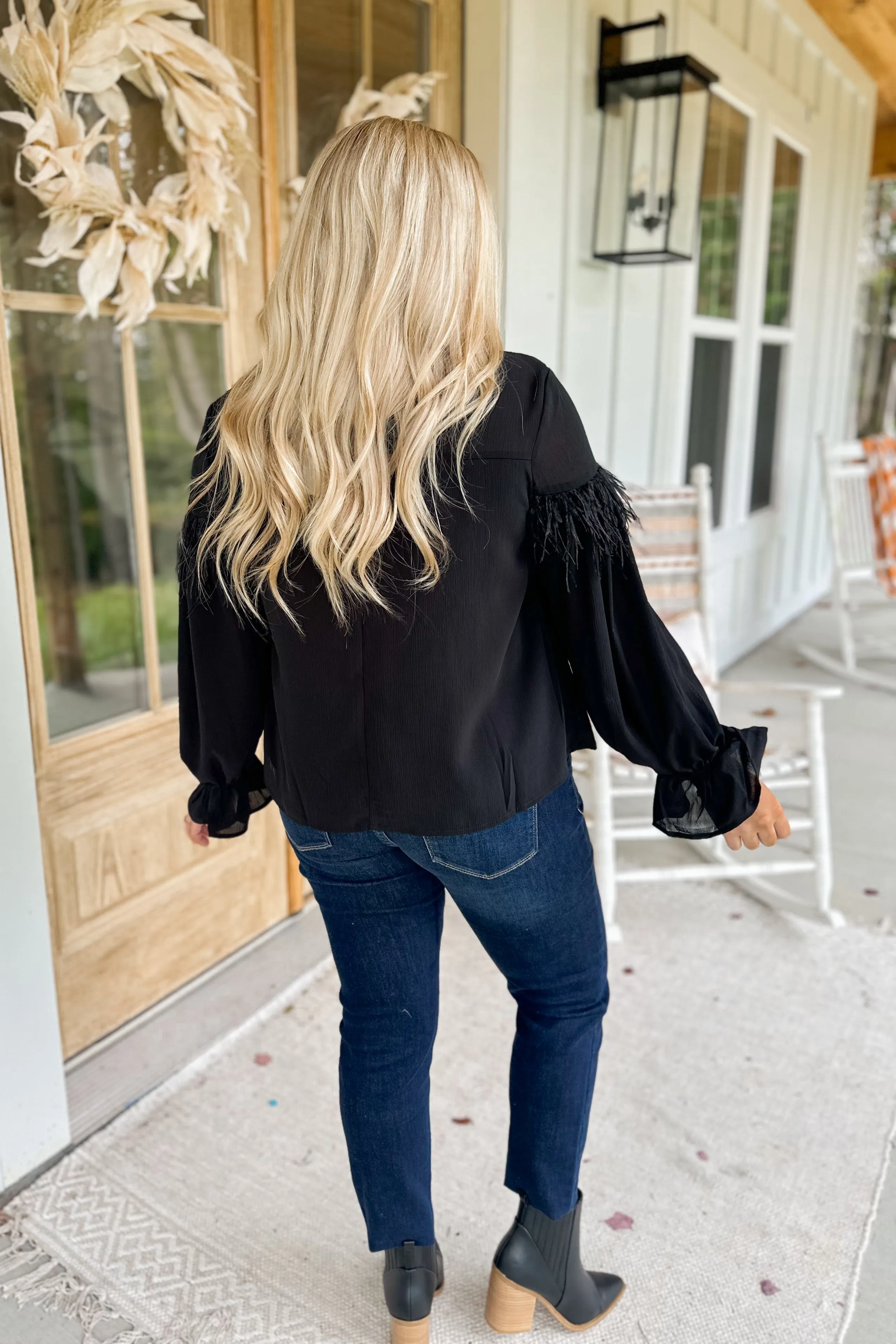 Jameson Feather Detail Long Sleeve Top *FINAL SALE*