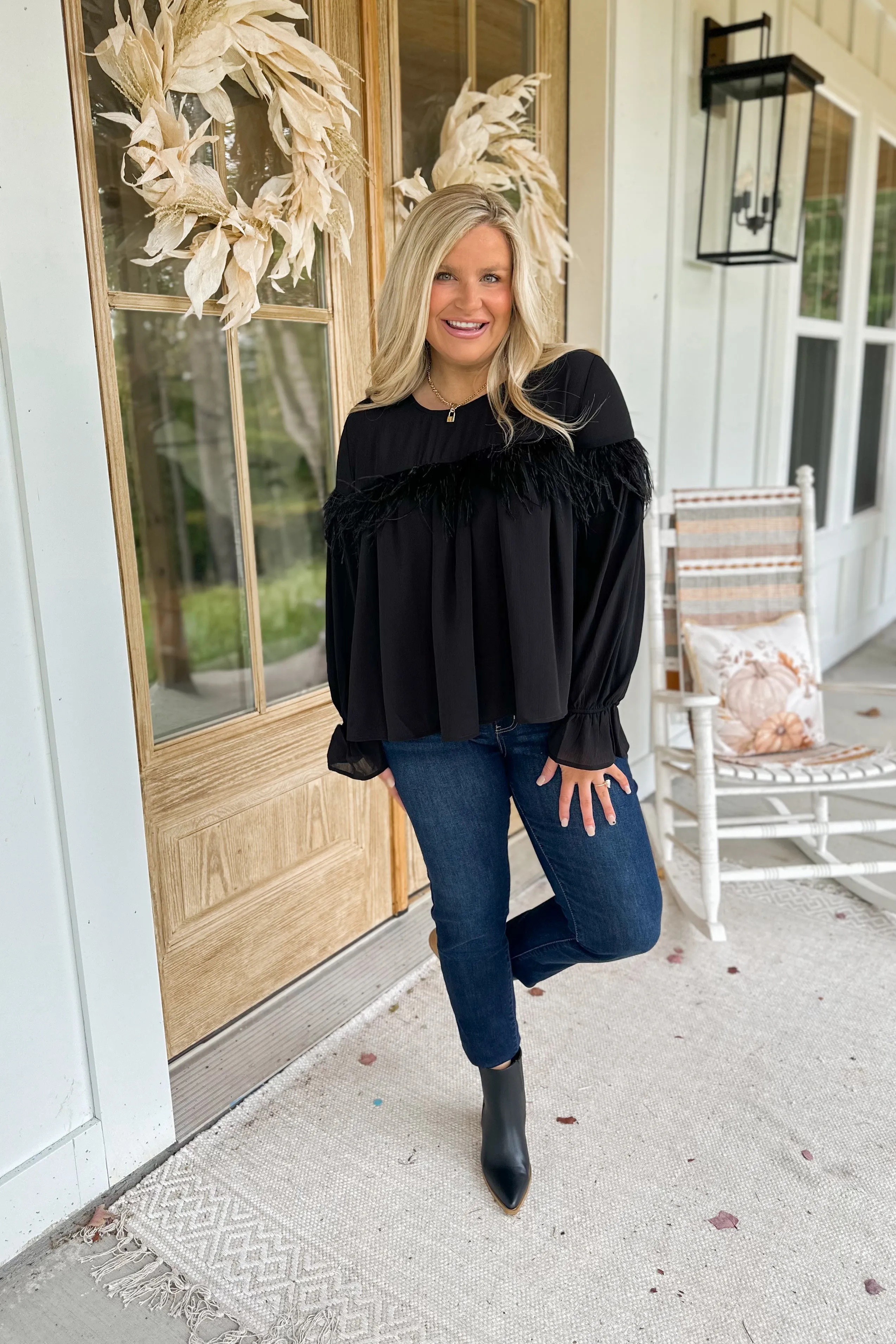 Jameson Feather Detail Long Sleeve Top *FINAL SALE*