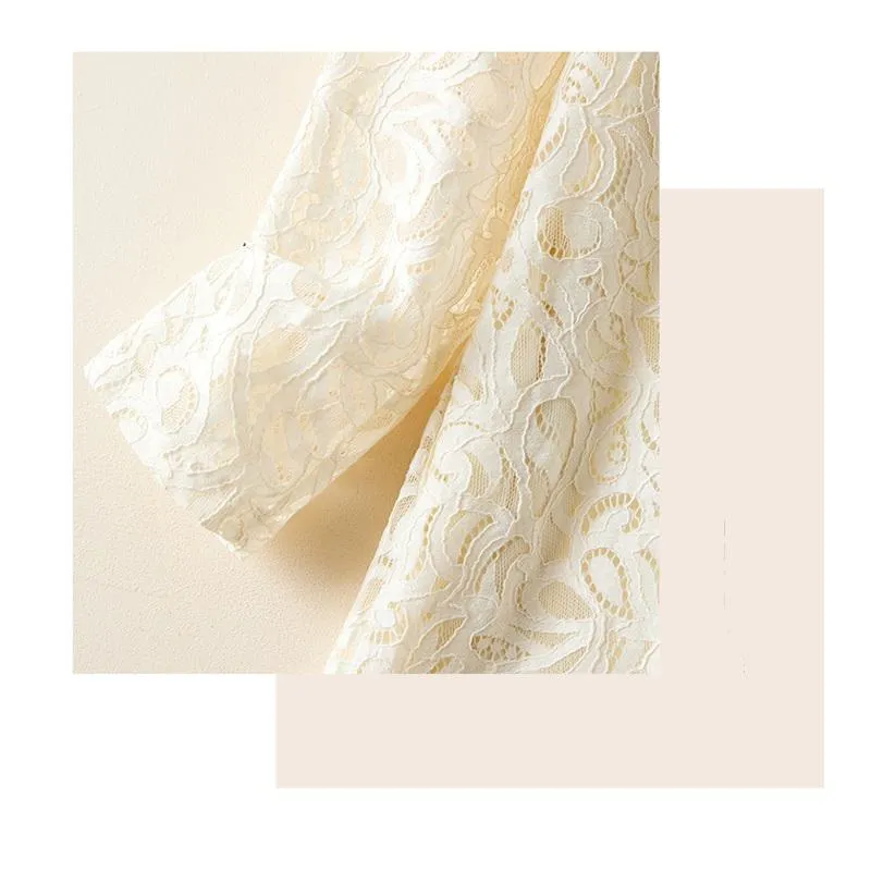 Lace Slimming Loose Fit Versatile Solid Color A-Line Full Skirt Dress
