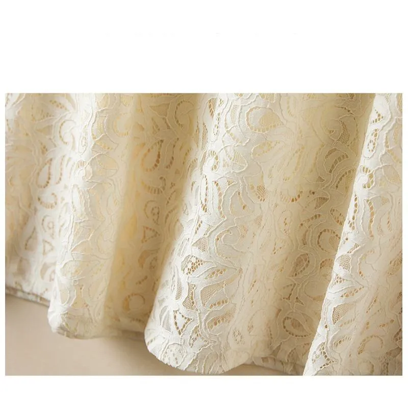 Lace Slimming Loose Fit Versatile Solid Color A-Line Full Skirt Dress
